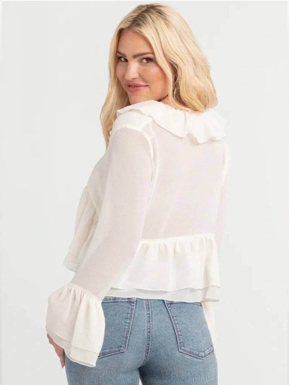 Jessica Simpson Cream Ruffle Blouse NWT - Picture 3 of 9